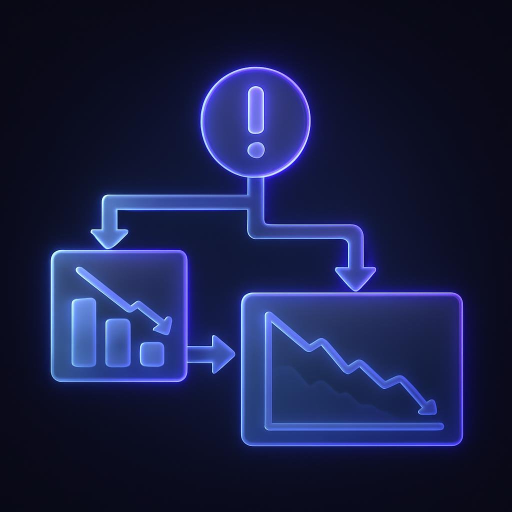 Illustrate the concept of a liquidation cascade with a flowchart showing the sequence of events leading to market decline.