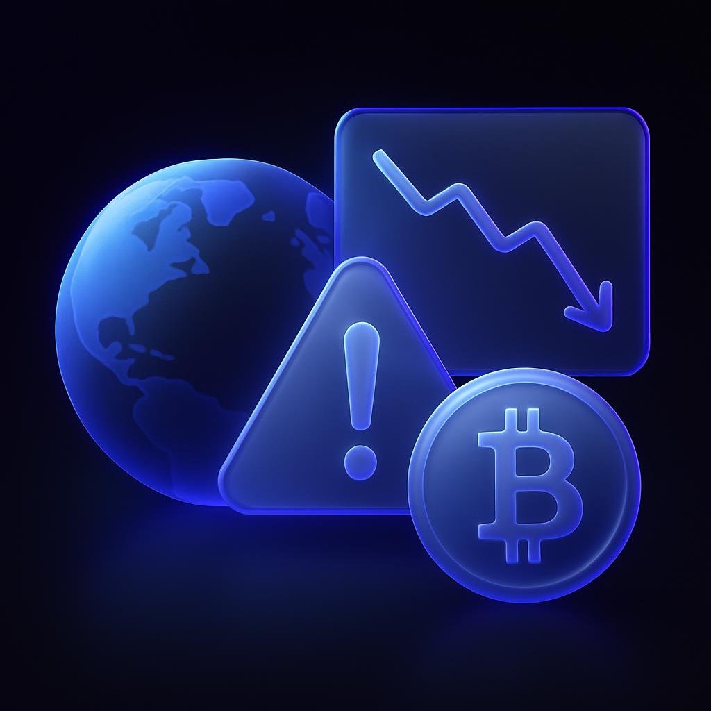 Show a graphic of global economic instability impacting crypto markets.