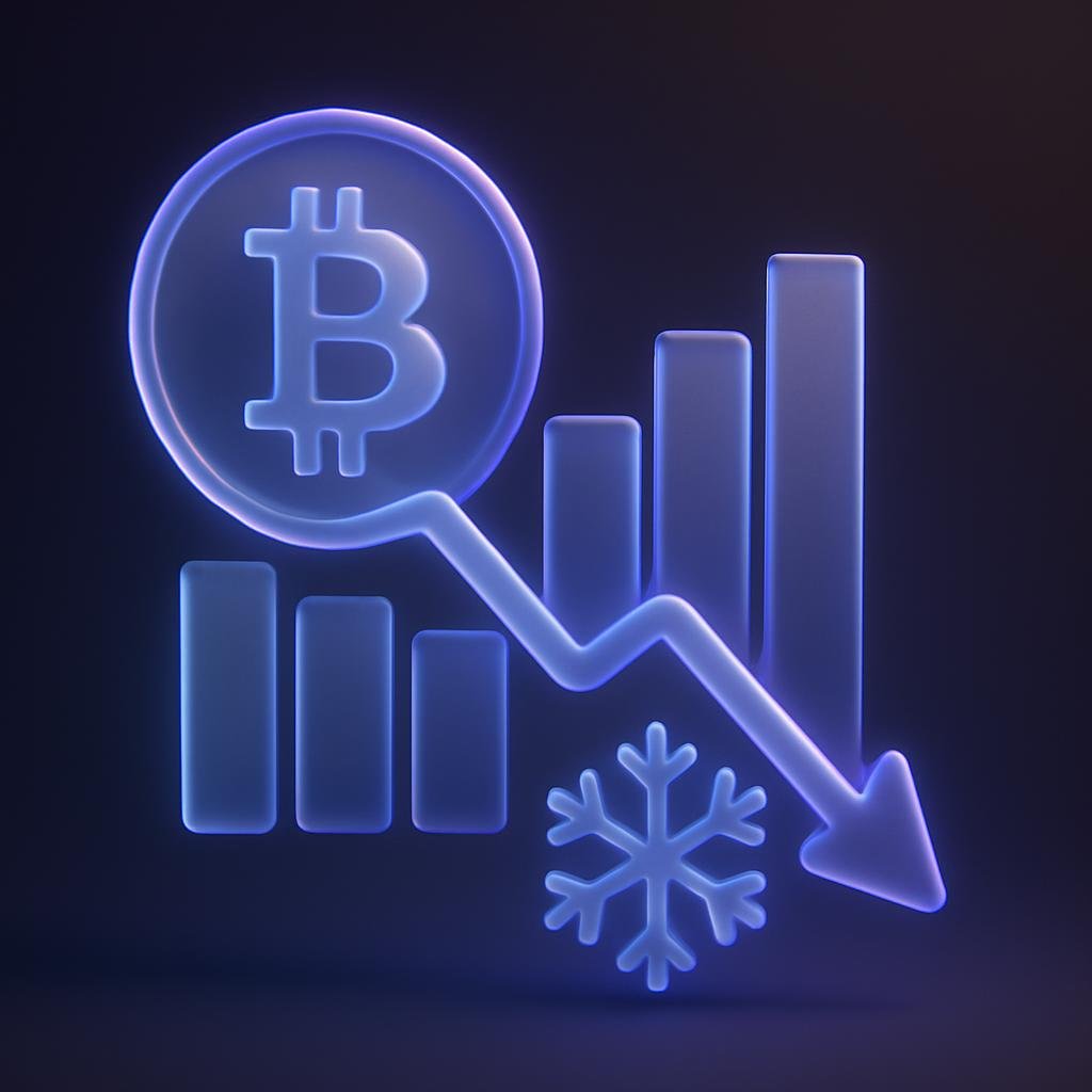 Bitunix Exchange Safe: Crypto Winter Guide 2026 Illustrate the concept of 'crypto winter' with a visual showing a declining market trend.