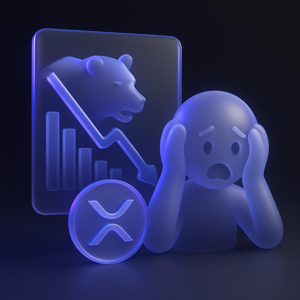 Illustrate the concept of a bear market and panic selling during the XRP price crash of 2026.