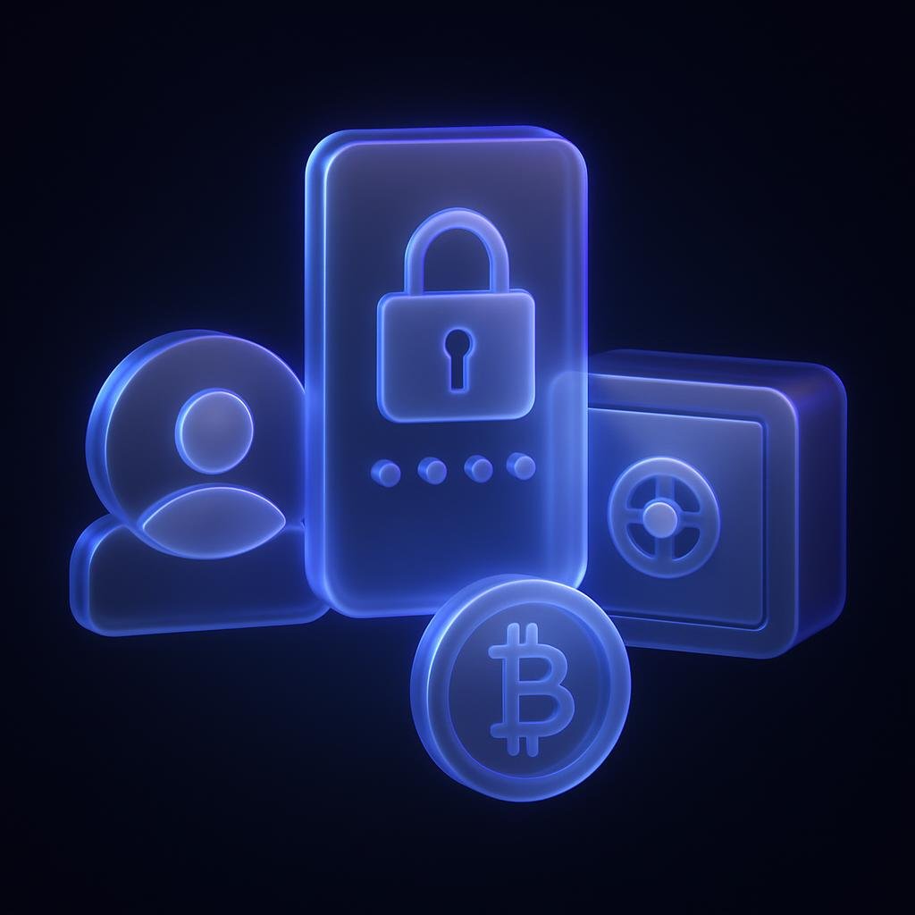 Diagram of key security components like 2FA, KYC, and cold storage.
