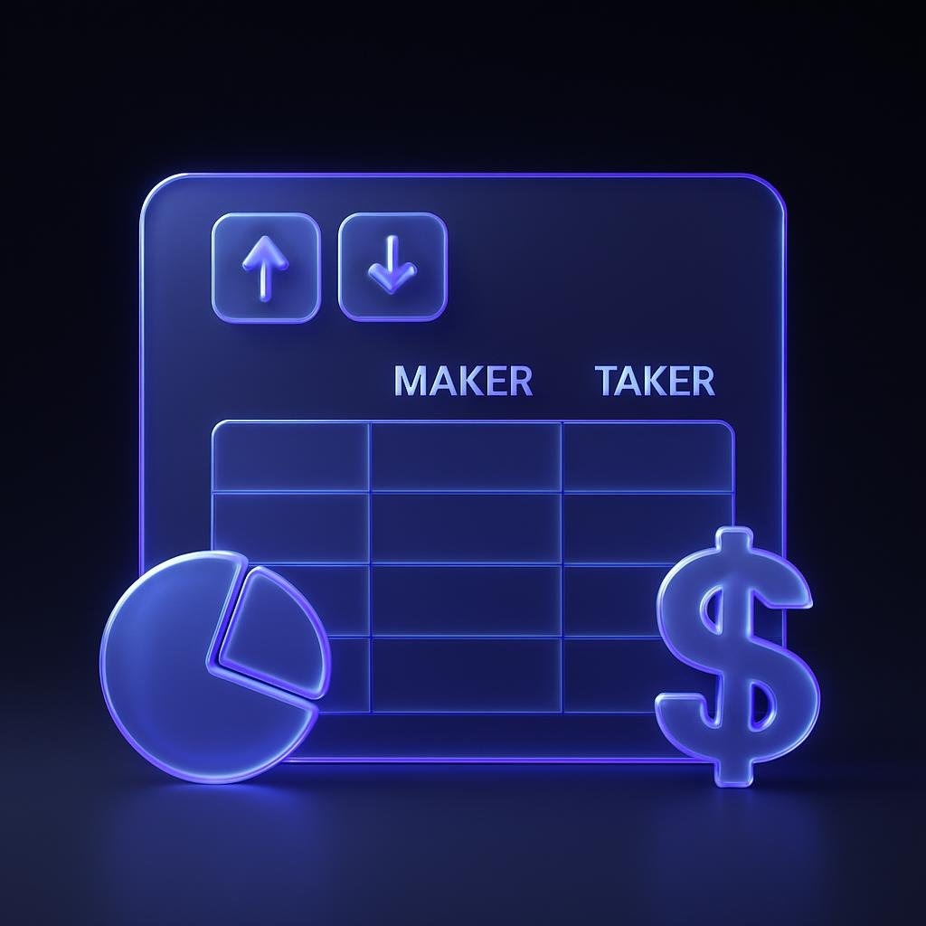 Table of fee structure to visually break down the maker and taker fees.