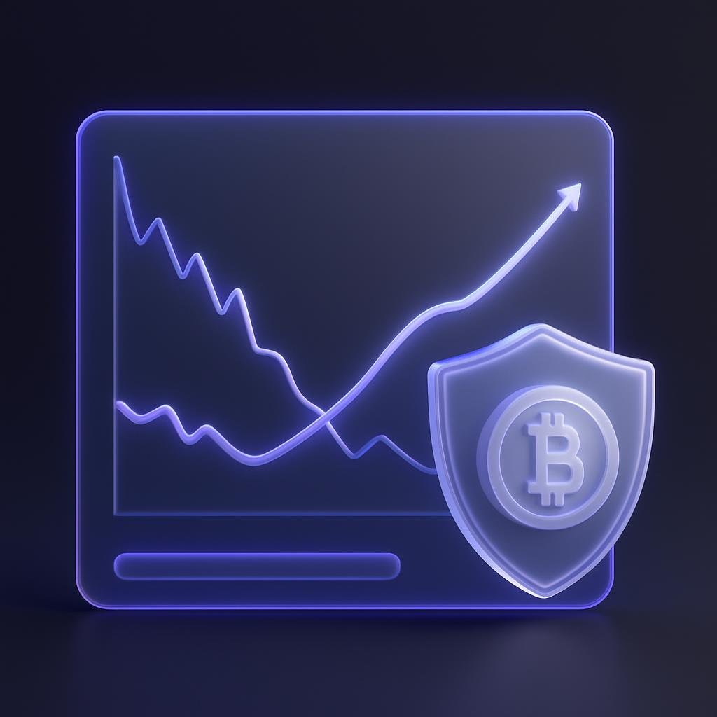 Illustrate the concept of the Bitunix Care Fund during the February 2026 market crash with a graph showing market volatility and fund stability.