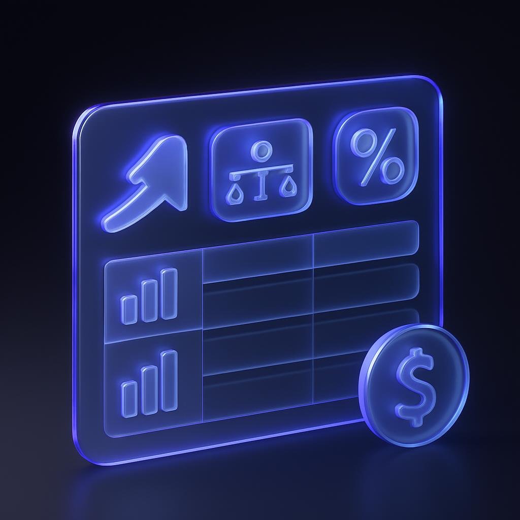 Table showing market performance metrics like leverage and fees.